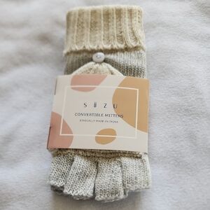 Siizu Convertible Mittens in Cream and Gray